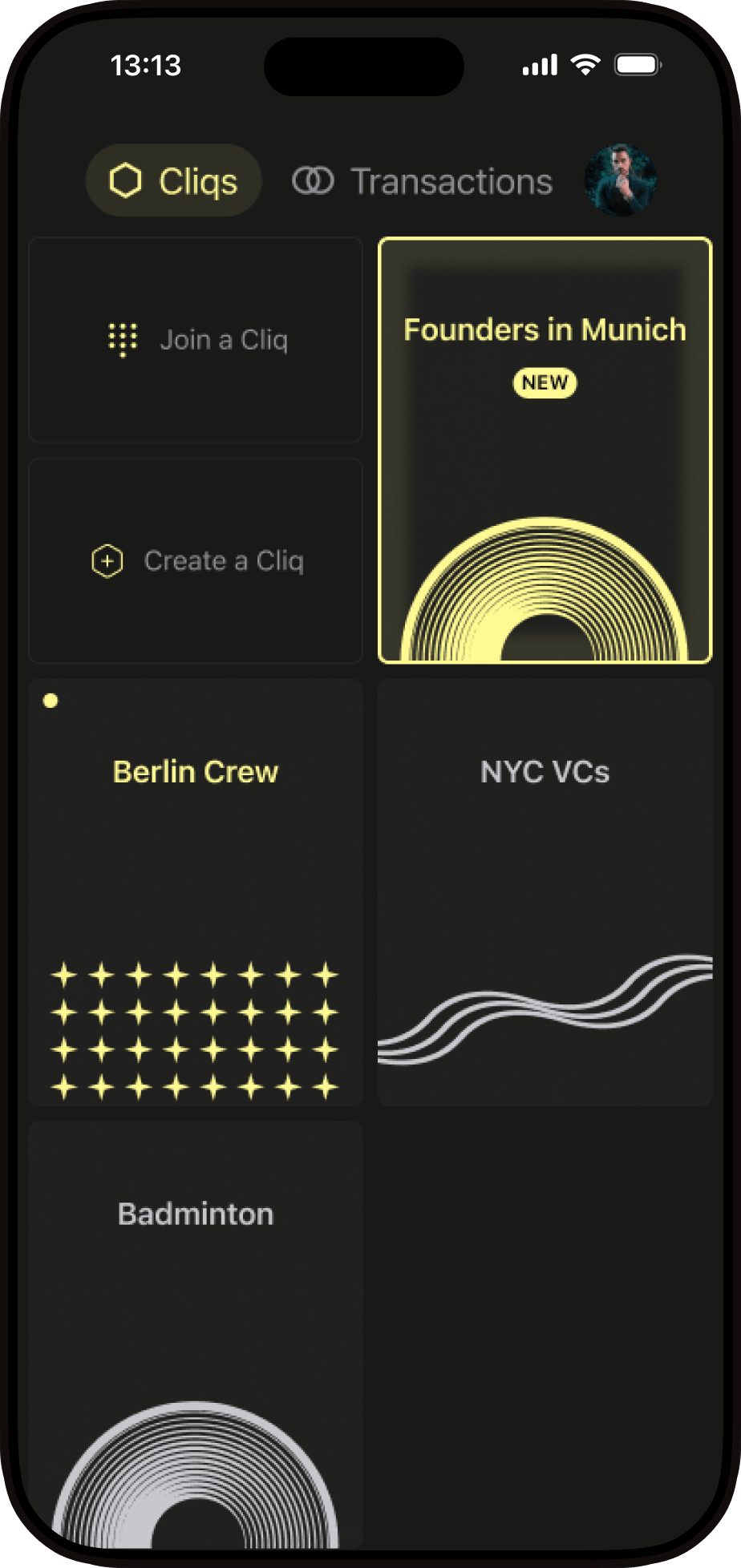 Home view of Cliq tiles