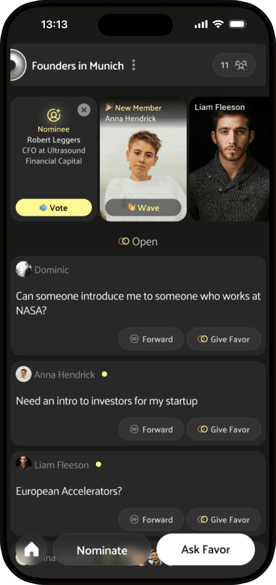 Cliq view of the feed inside a Cliq
